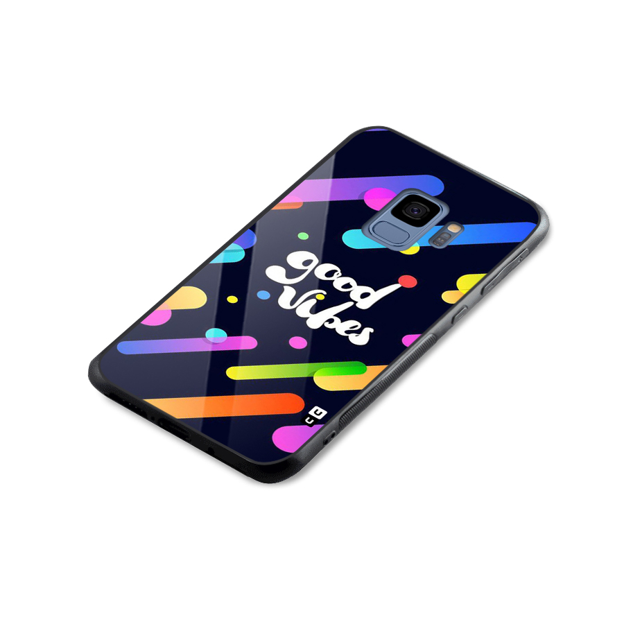 Multicolor Good Vibing Glass Back Case for Galaxy S9