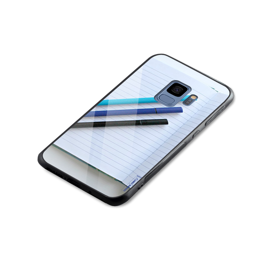 Notebook And Pens Glass Back Case for Galaxy S9