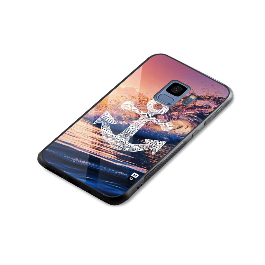 Ocean Anchor Wave Glass Back Case for Galaxy S9