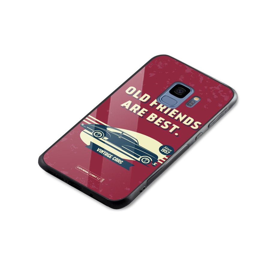 Old Friends Vintage Car Glass Back Case for Galaxy S9