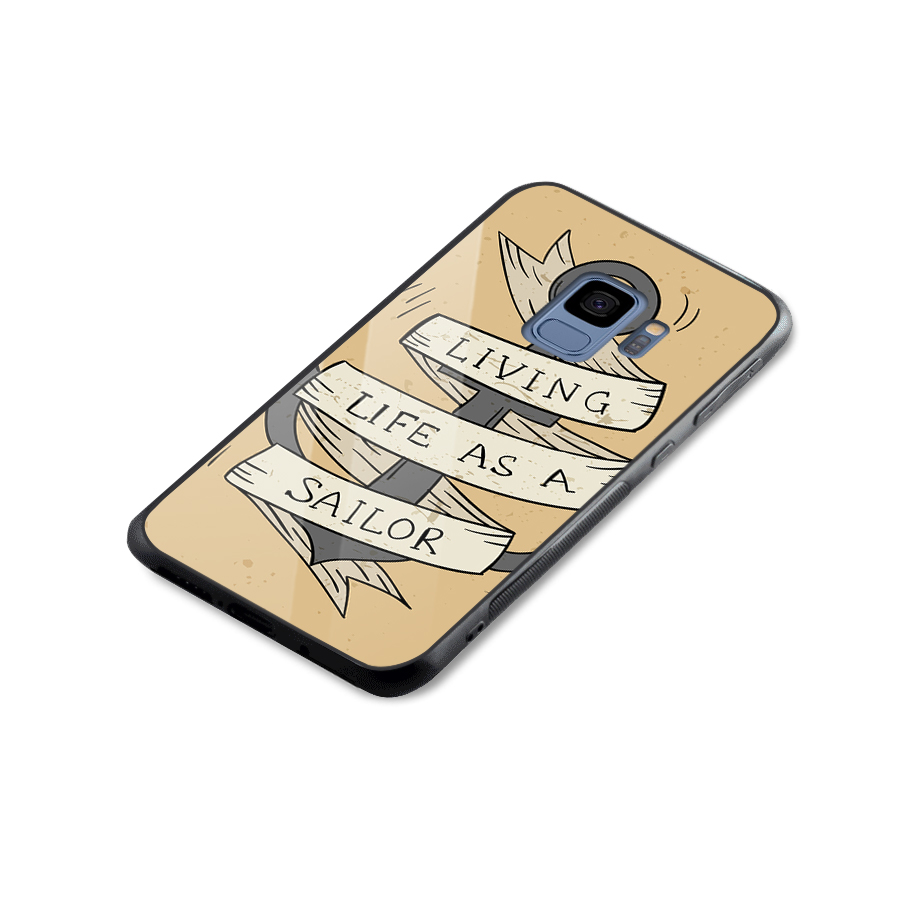 Old School Anchor Glass Back Case for Galaxy S9