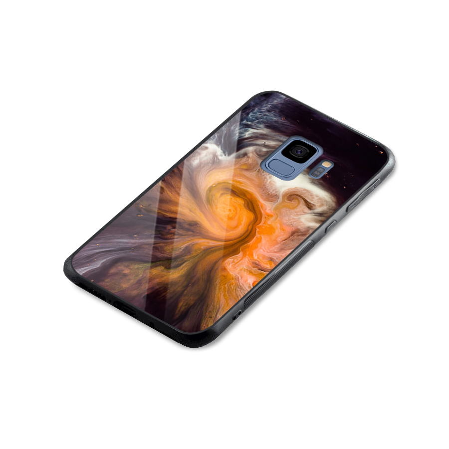 Orange Fusion Glass Back Case for Galaxy S9