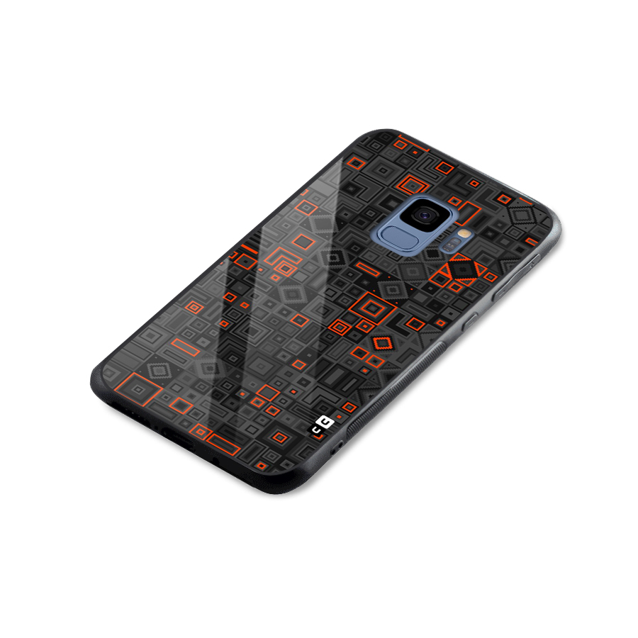 Orange Shapes Abstract Glass Back Case for Galaxy S9