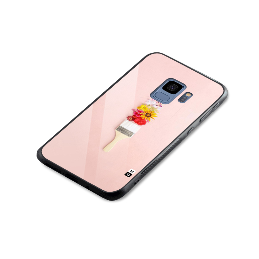 Painted Flowers Glass Back Case for Galaxy S9
