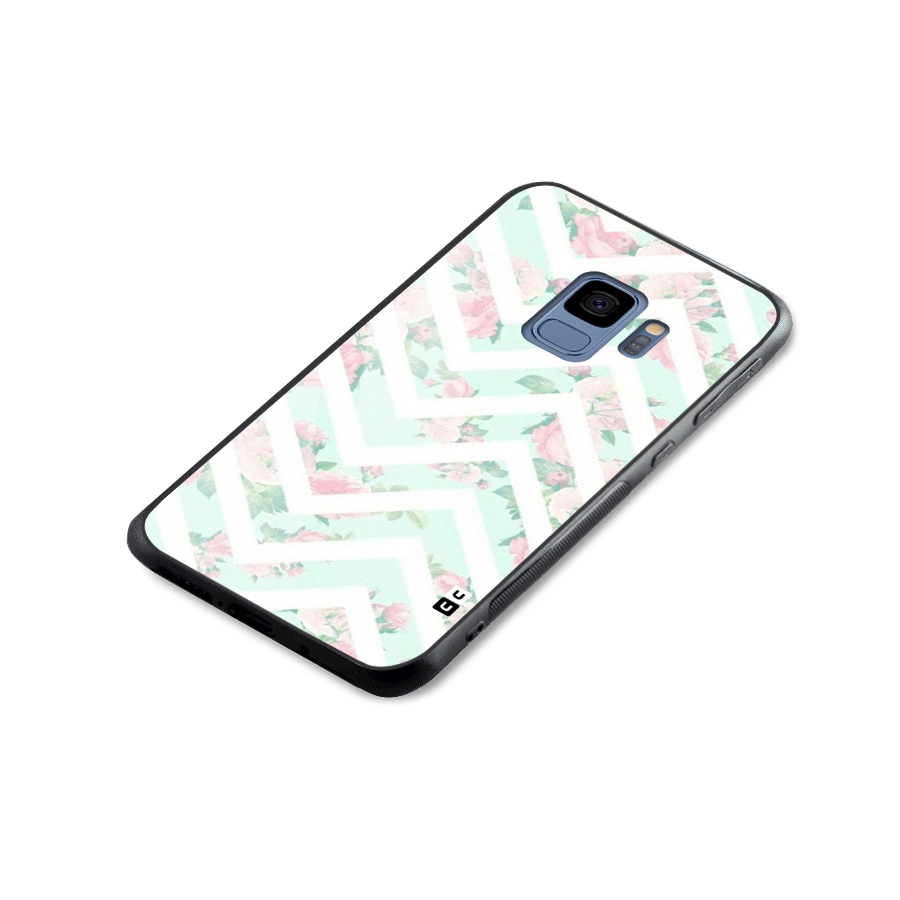 Pastel Floral Zig Zag Glass Back Case for Galaxy S9