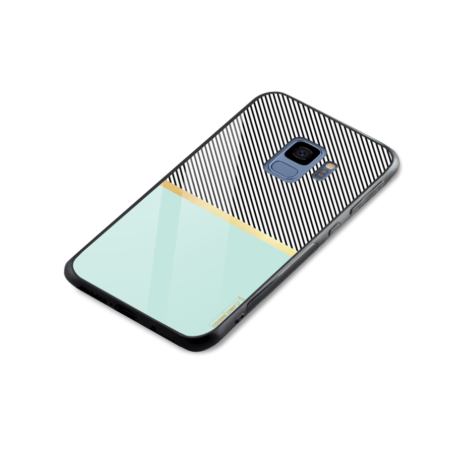 Pastel Green Base Stripes Glass Back Case for Galaxy S9