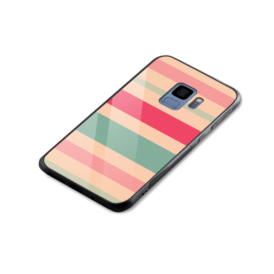 Pastel Stripes Vintage Glass Back Case for Galaxy S9