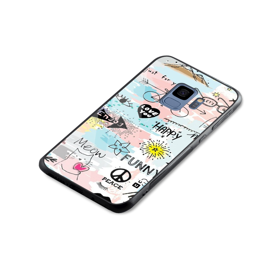 Peace And Funny Glass Back Case for Galaxy S9
