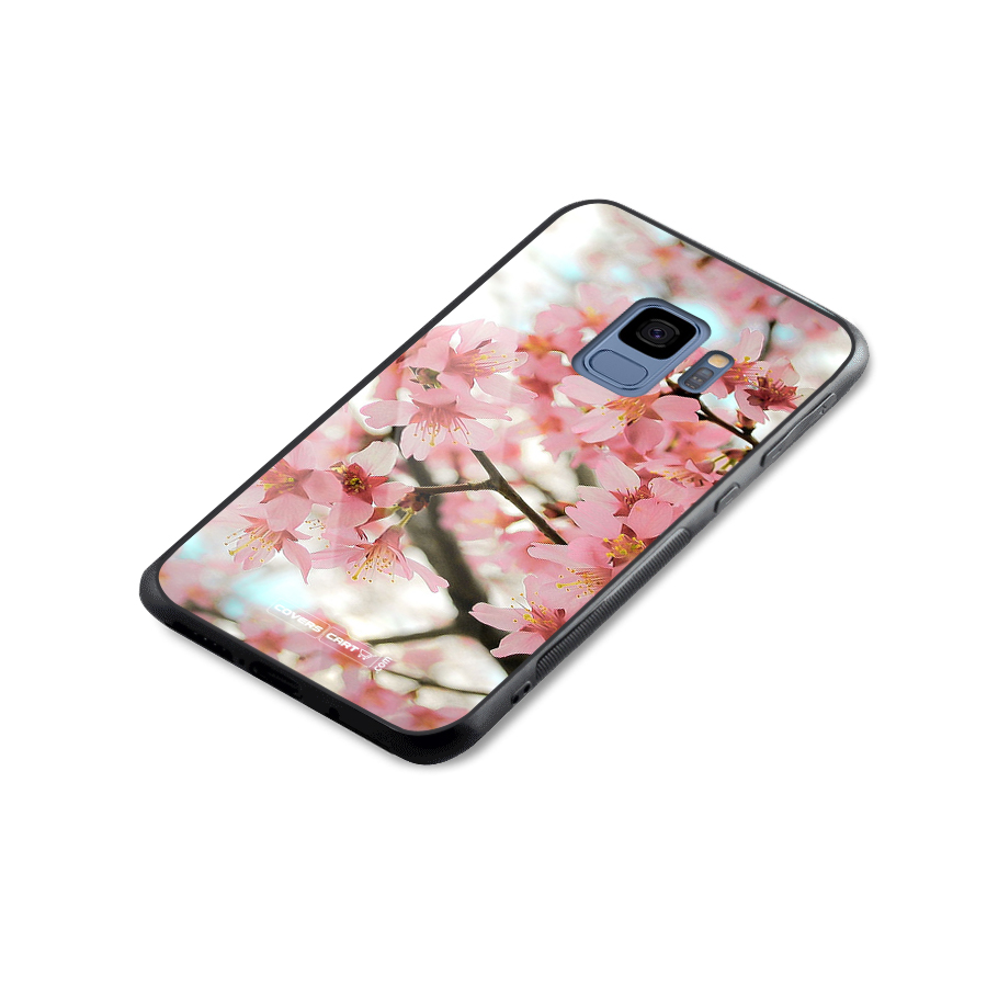 Peach Floral Glass Back Case for Galaxy S9