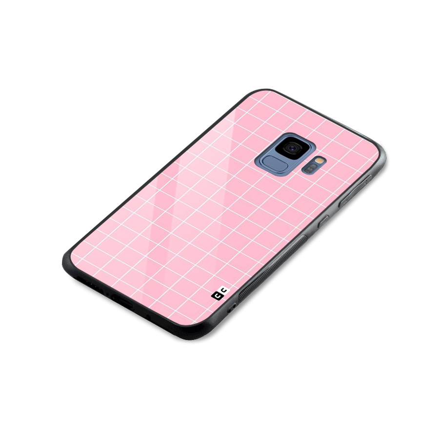 Pink Checks Glass Back Case for Galaxy S9