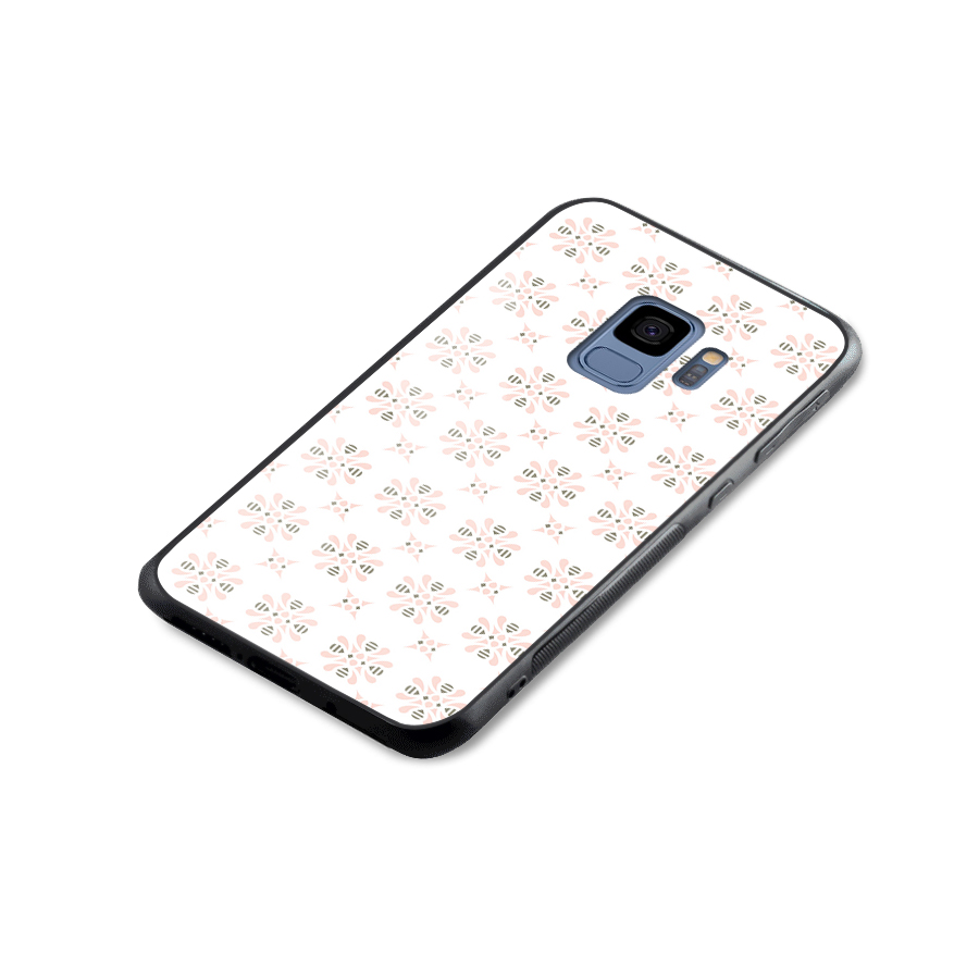 Pink Floral Pattern Glass Back Case for Galaxy S9