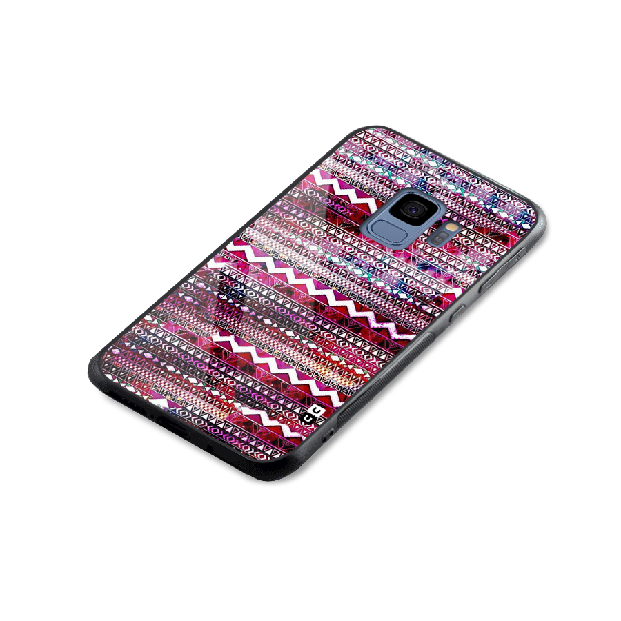 Pink Indie Pattern Glass Back Case for Galaxy S9