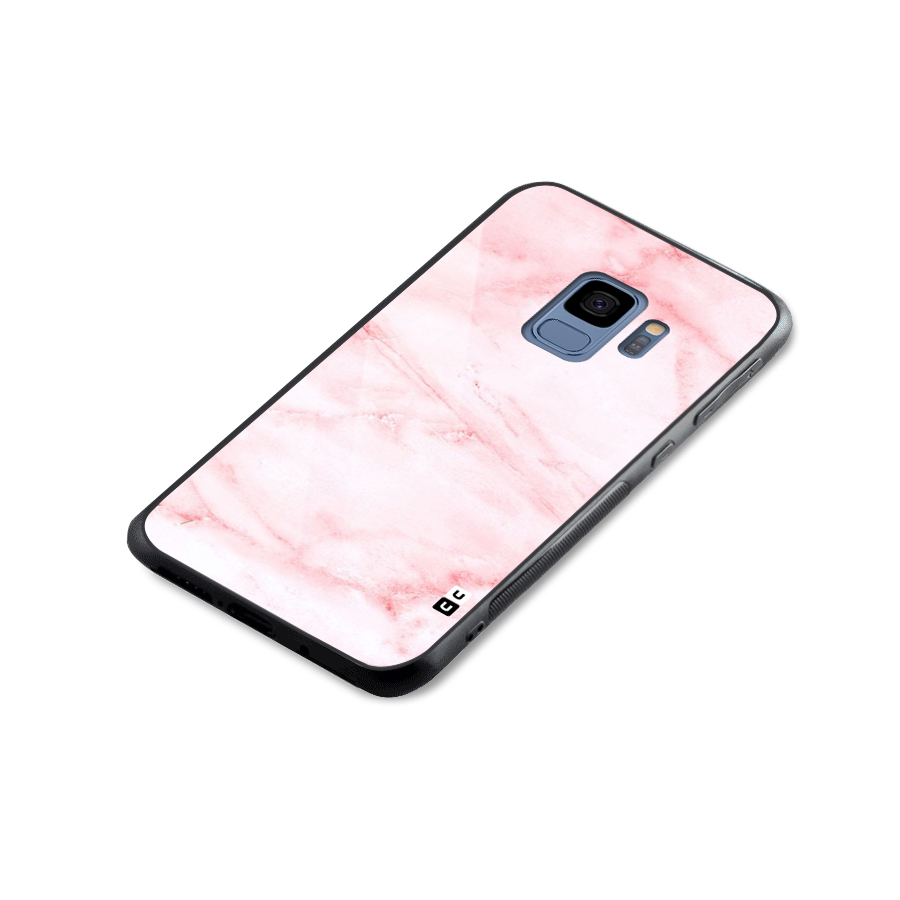 Pink Marble Print Glass Back Case for Galaxy S9