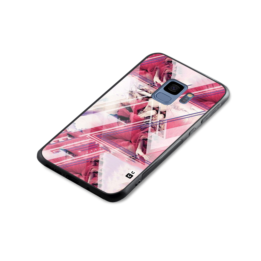 Pink Rose Abstract Glass Back Case for Galaxy S9