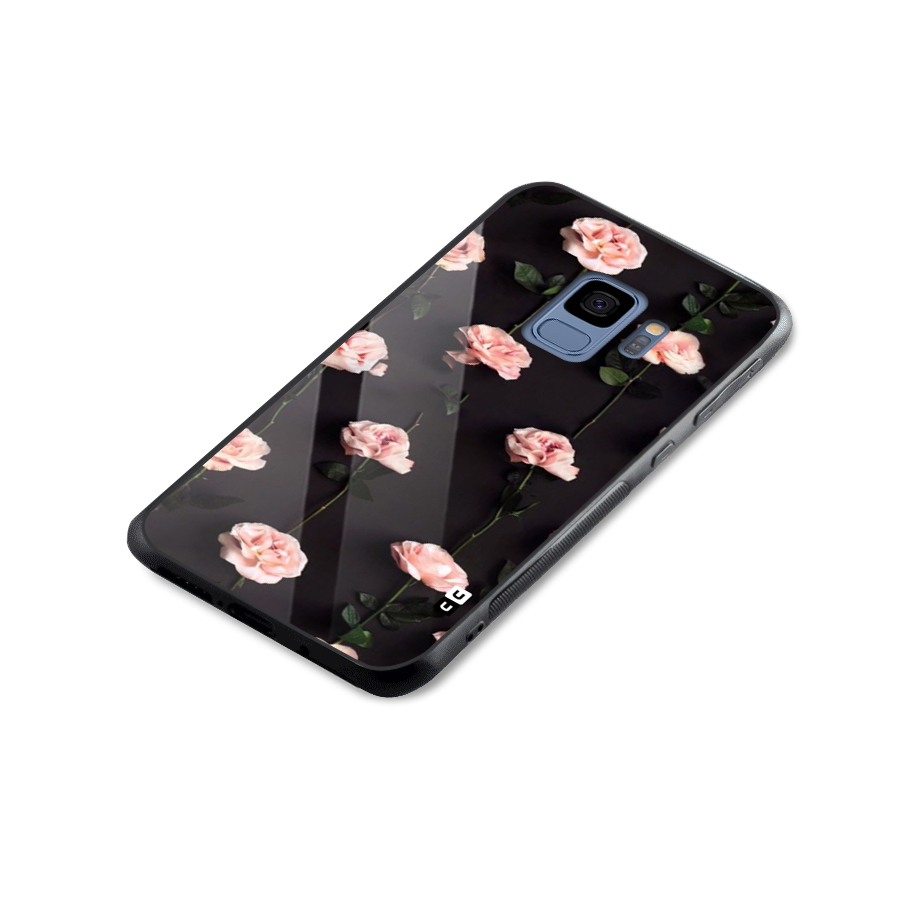 Pink Roses Glass Back Case for Galaxy S9