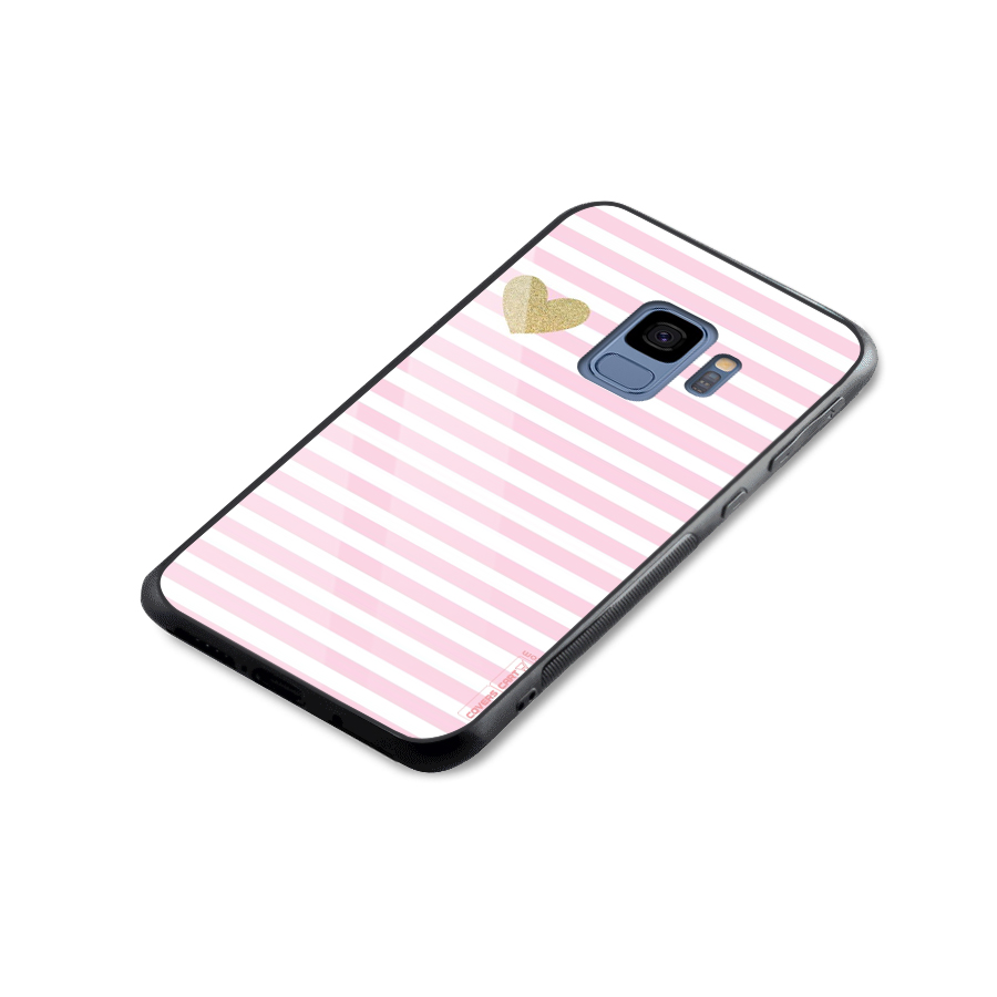 Pink Stripes Glass Back Case for Galaxy S9