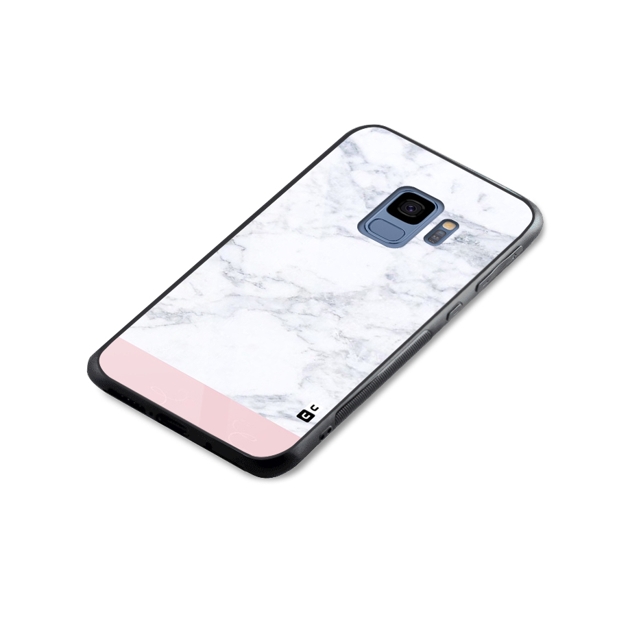 Pink White Merge Marble Glass Back Case for Galaxy S9