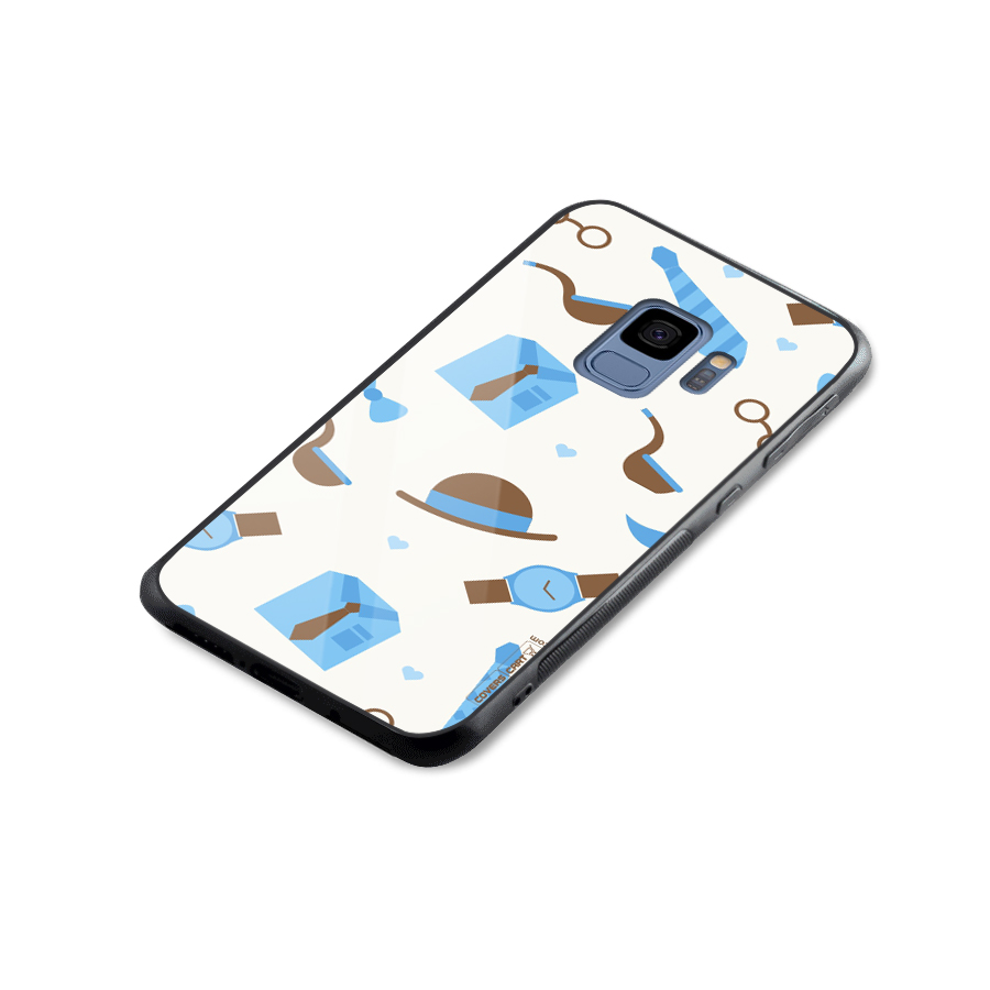 Pipe Hat Watch Pattern Glass Back Case for Galaxy S9