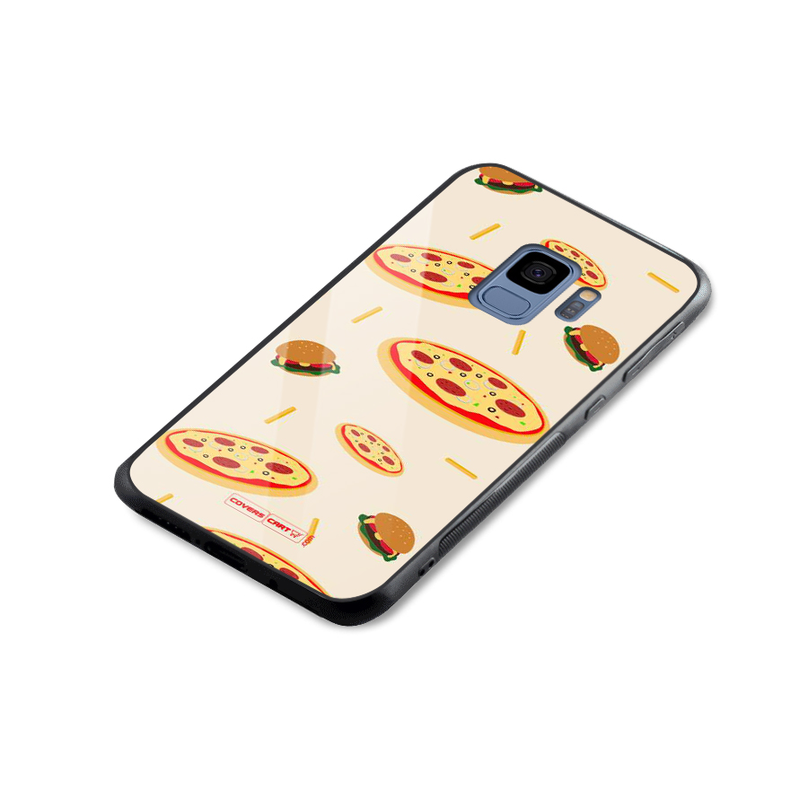 Pizza and Burger Love Glass Back Case for Galaxy S9