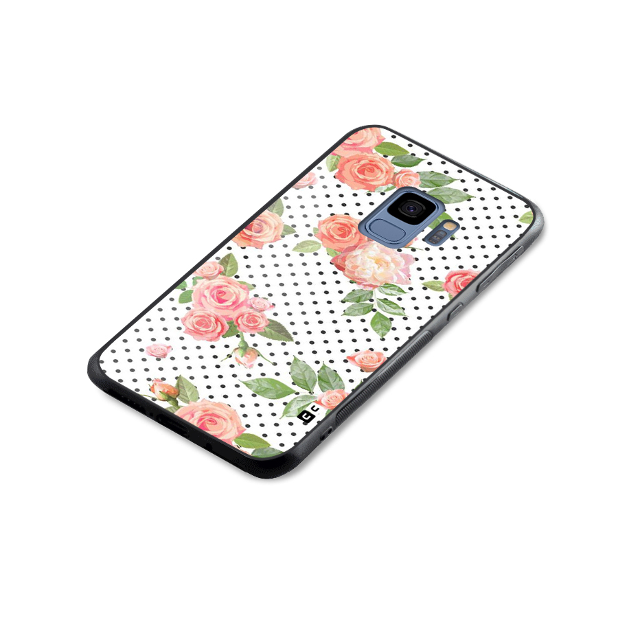 Polka Bloom White Glass Back Case for Galaxy S9