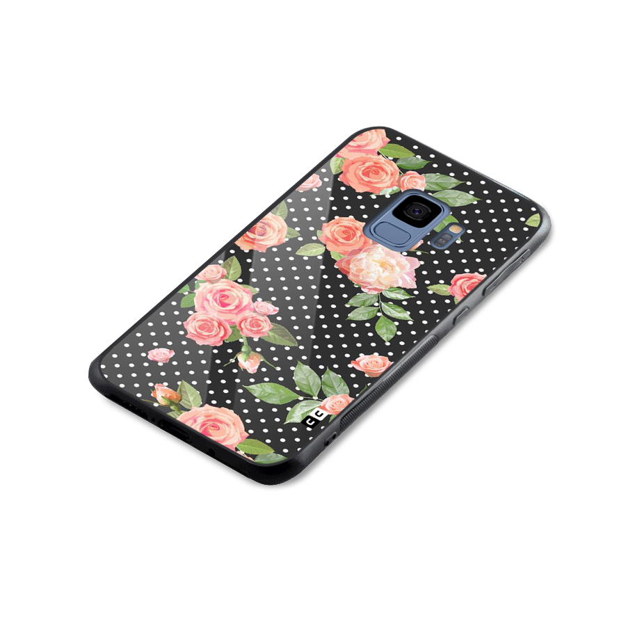 Polka Peach Glass Back Case for Galaxy S9