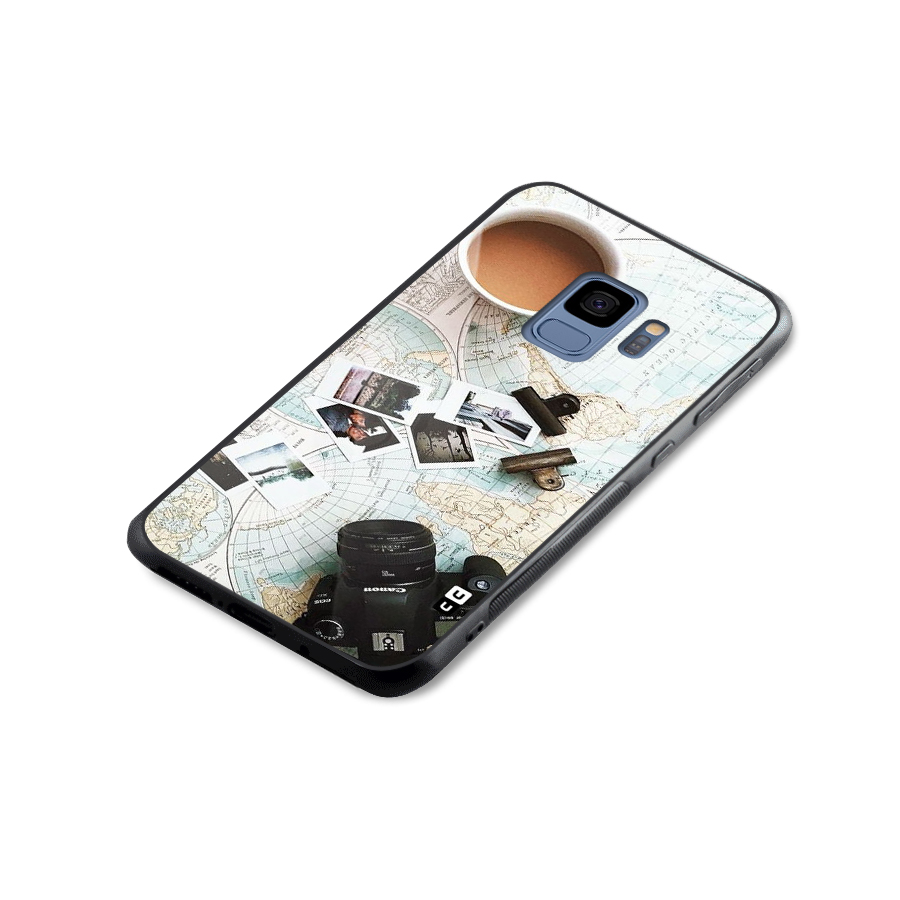 Post Stamps Travel Glass Back Case for Galaxy S9