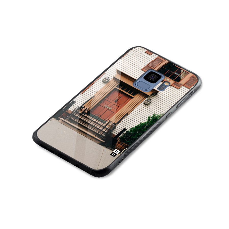 Pretty Orange Door Glass Back Case for Galaxy S9
