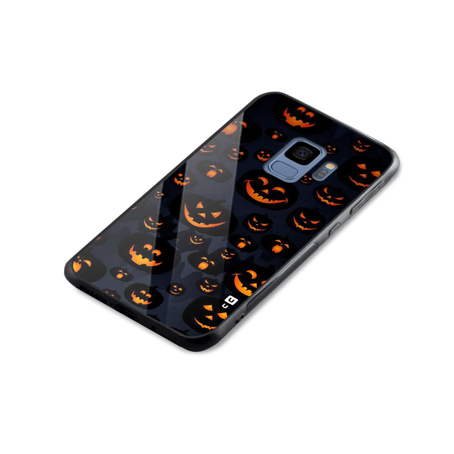 Pumpkin Smile Pattern Glass Back Case for Galaxy S9