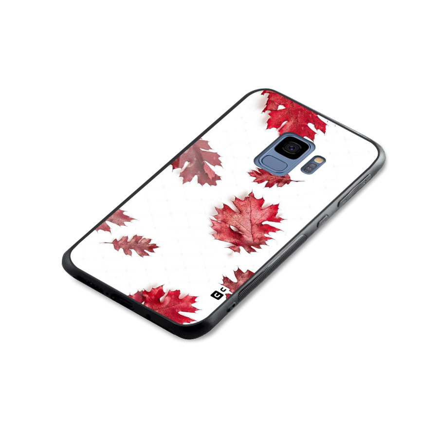 Red Appealing Autumn Leaves Glass Back Case for Galaxy S9