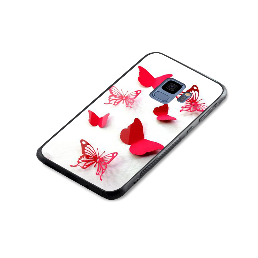 Red Butterflies Glass Back Case for Galaxy S9