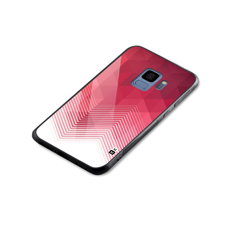 Red Chevron Abstract Glass Back Case for Galaxy S9