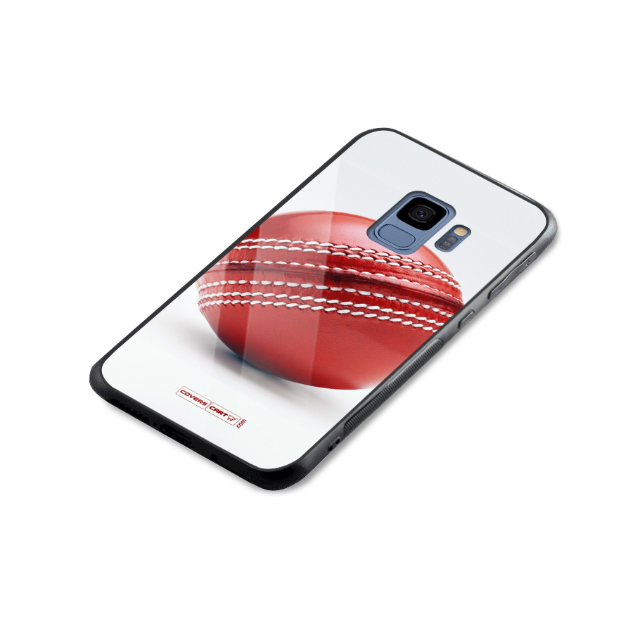 Red International Cricket Ball Glass Back Case for Galaxy S9