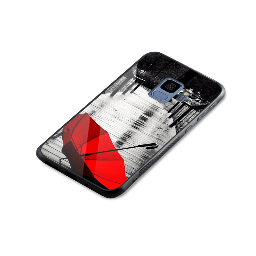 Red Umbrella Glass Back Case for Galaxy S9