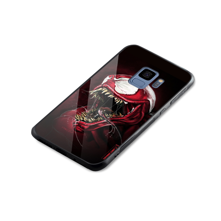 Red Venom Artwork Glass Back Case for Galaxy S9