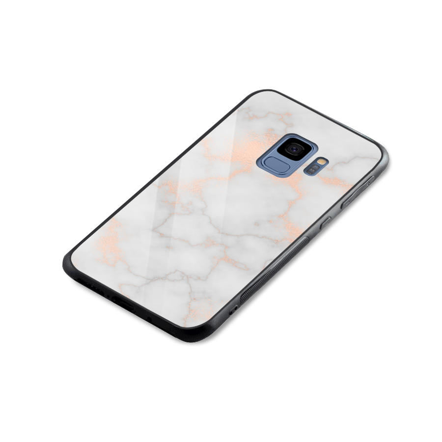 RoseGold Marble Glass Back Case for Galaxy S9