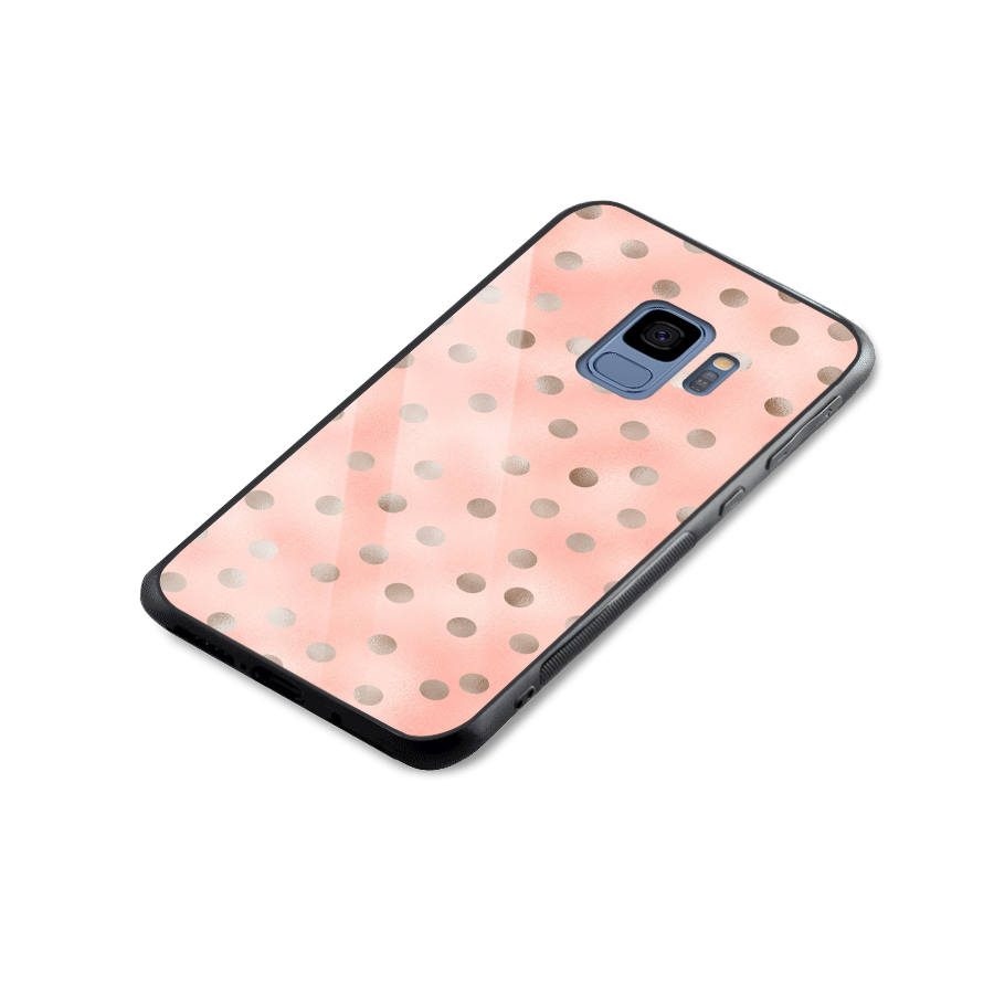 RoseGold Polka Dots Glass Back Case for Galaxy S9