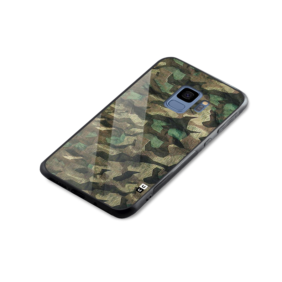 Rugged Army Glass Back Case for Galaxy S9