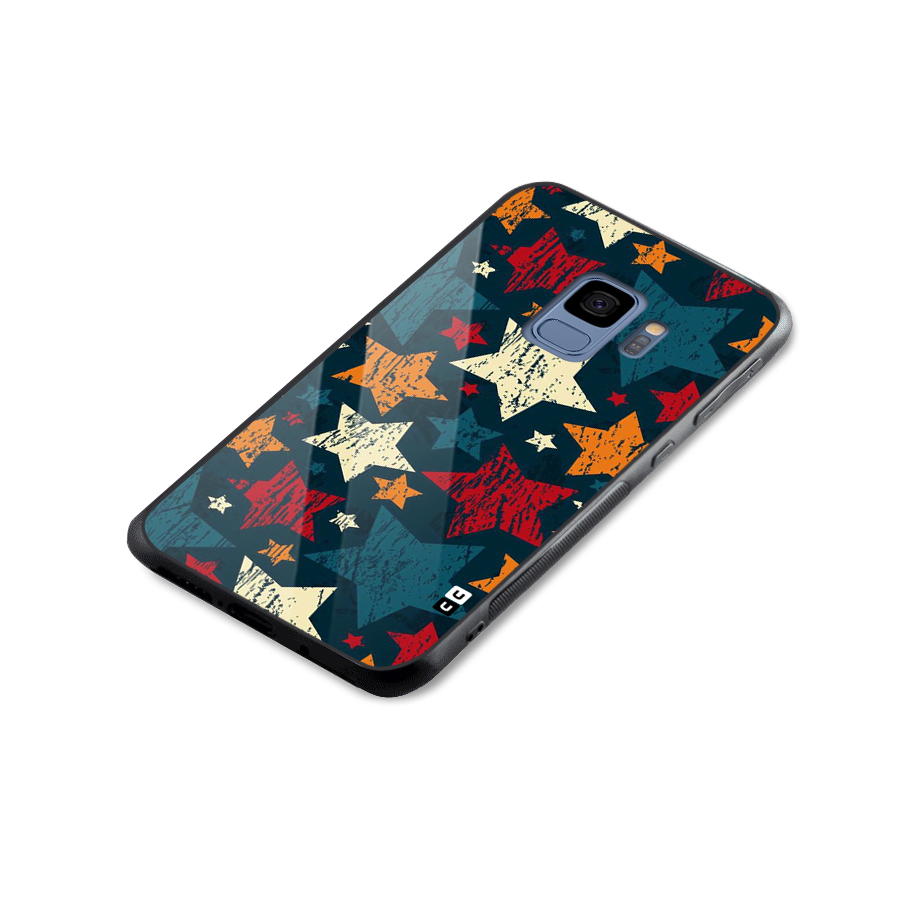 Rugged Star Design Glass Back Case for Galaxy S9