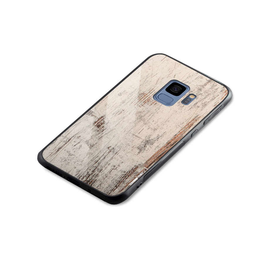 Rugged Wooden Texture Glass Back Case for Galaxy S9