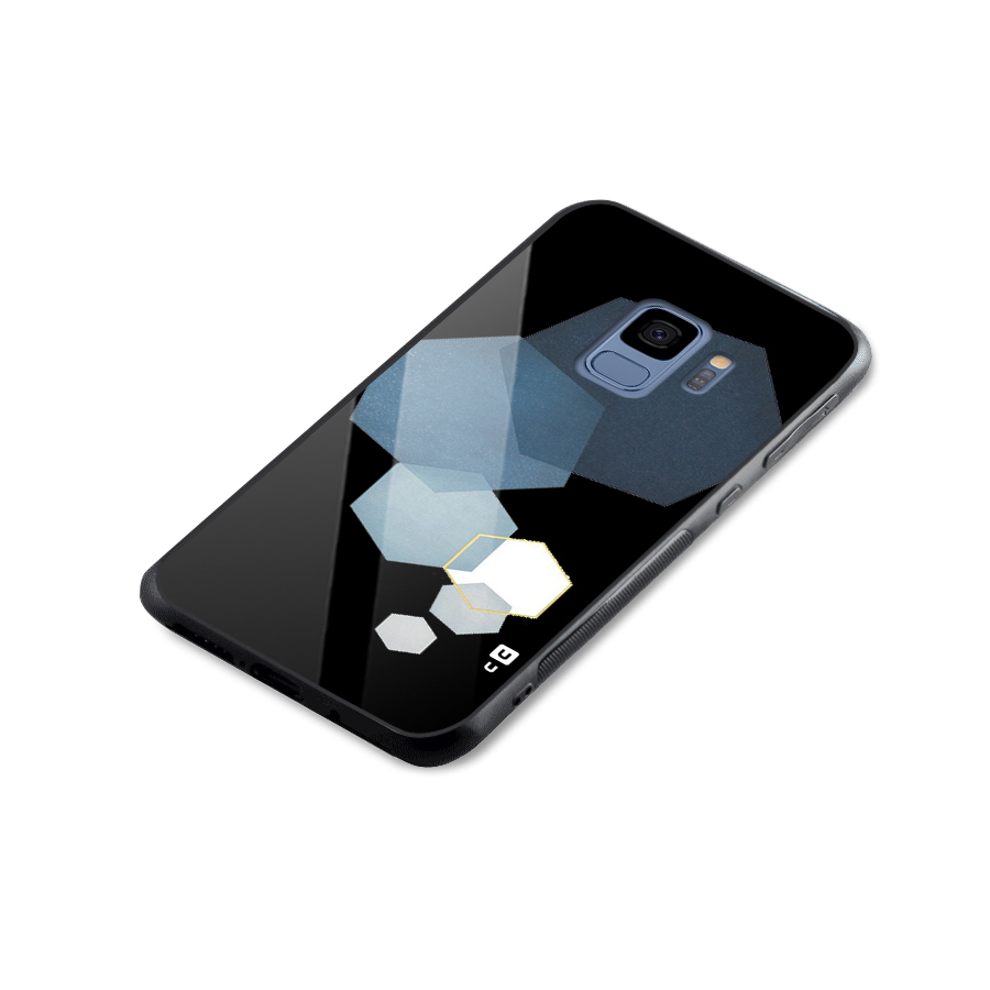 Shades Of Blue Shapes Glass Back Case for Galaxy S9