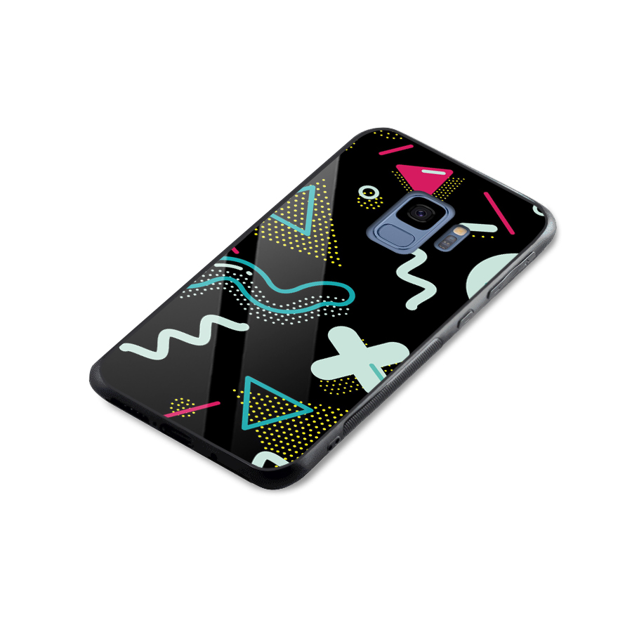 Shapes Pattern Glass Back Case for Galaxy S9