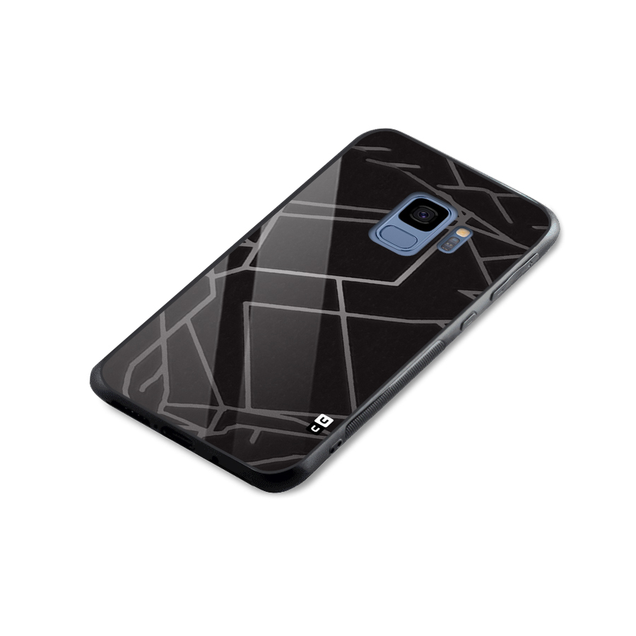 Silver Angle Design Glass Back Case for Galaxy S9