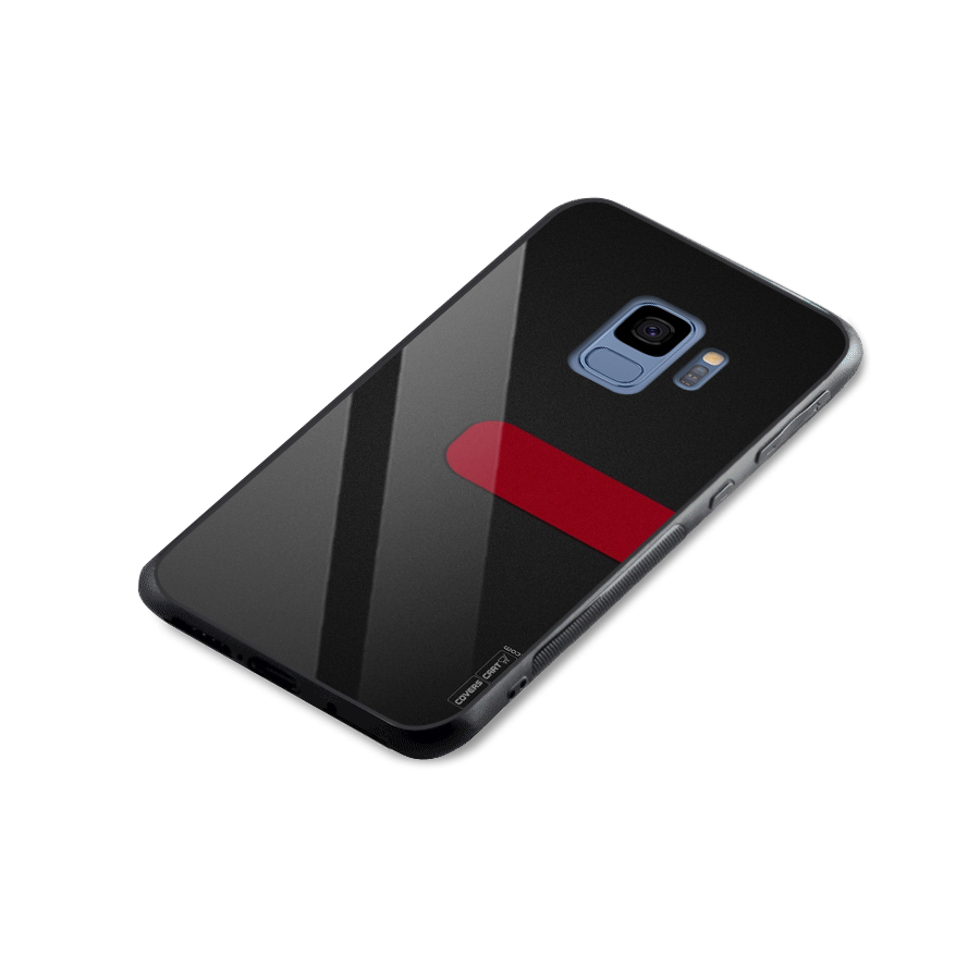 Single Red Stripe Glass Back Case for Galaxy S9