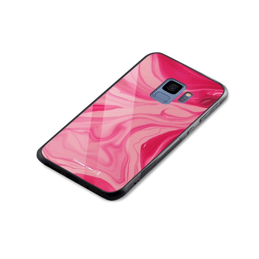Sizzling Pink Marble Texture Glass Back Case for Galaxy S9