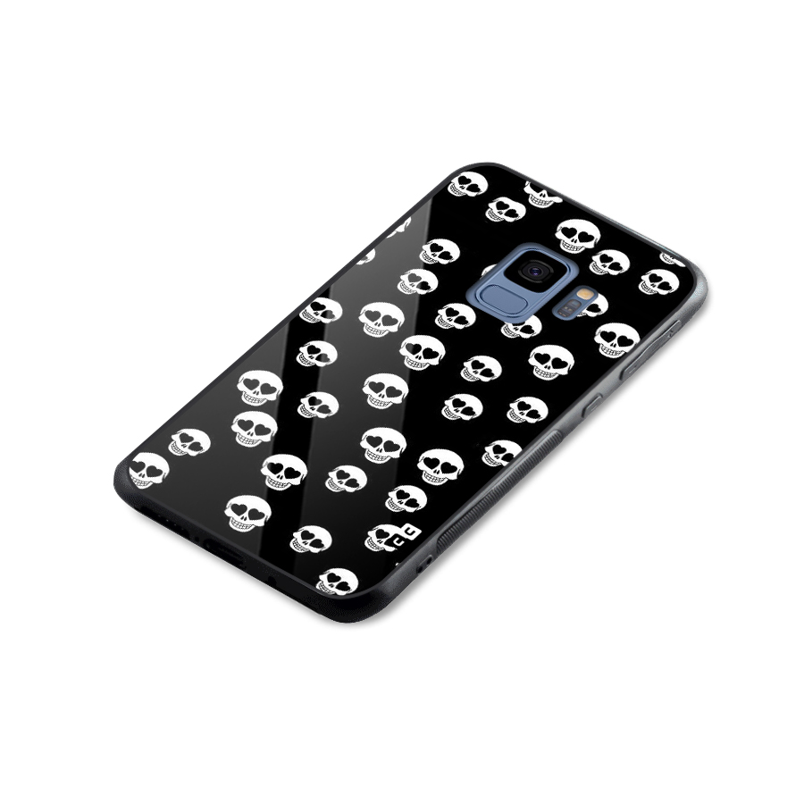 Skull Heart Glass Back Case for Galaxy S9