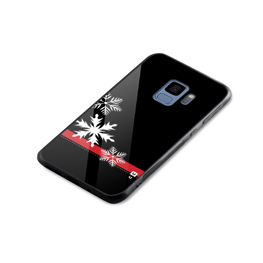 Snowflake Ribbon Glass Back Case for Galaxy S9