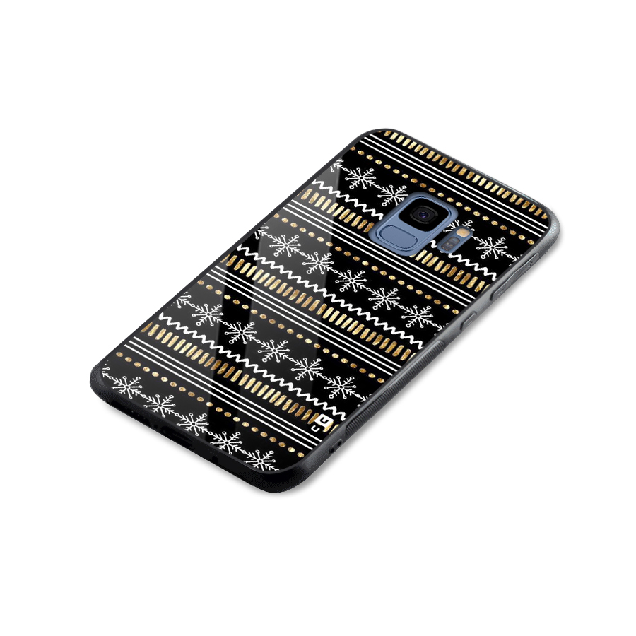 Snowflakes Gold Glass Back Case for Galaxy S9