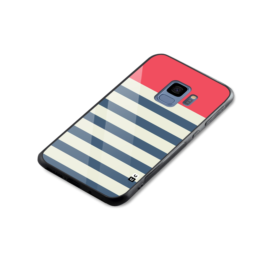 Solid Orange And Stripes Glass Back Case for Galaxy S9