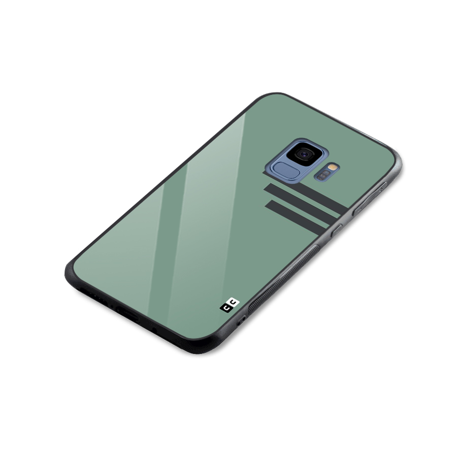Solid Sports Stripe Glass Back Case for Galaxy S9