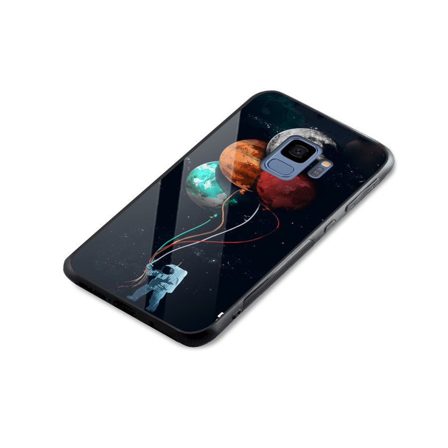Space Balloons Glass Back Case for Galaxy S9